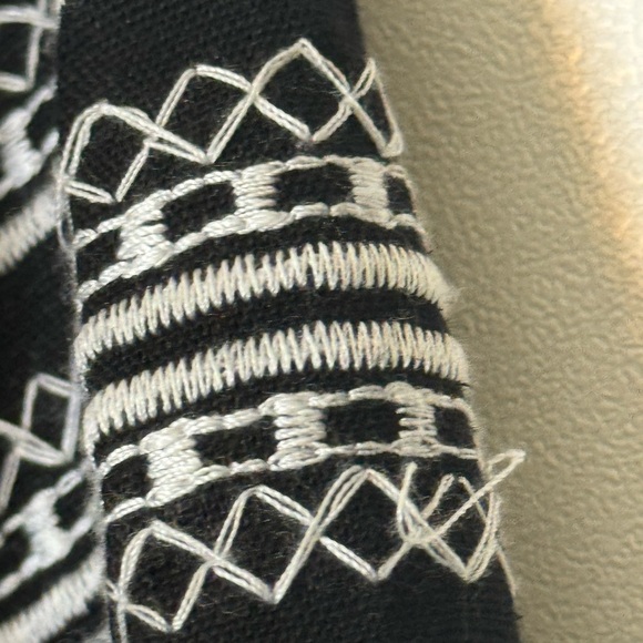 Strut & Bolt Boho Peasant Black Embroidered Linen Blend Midi Dress, Size S - Picture 13 of 16